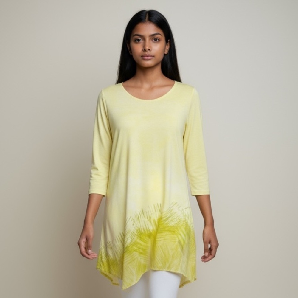 H by Halston ladies yellow silky cotton top size M. Excellent condition lined